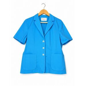 Vintage Y2K Armando Calo Made in Italy Turquoise Short Sleeve Blazer Jacket